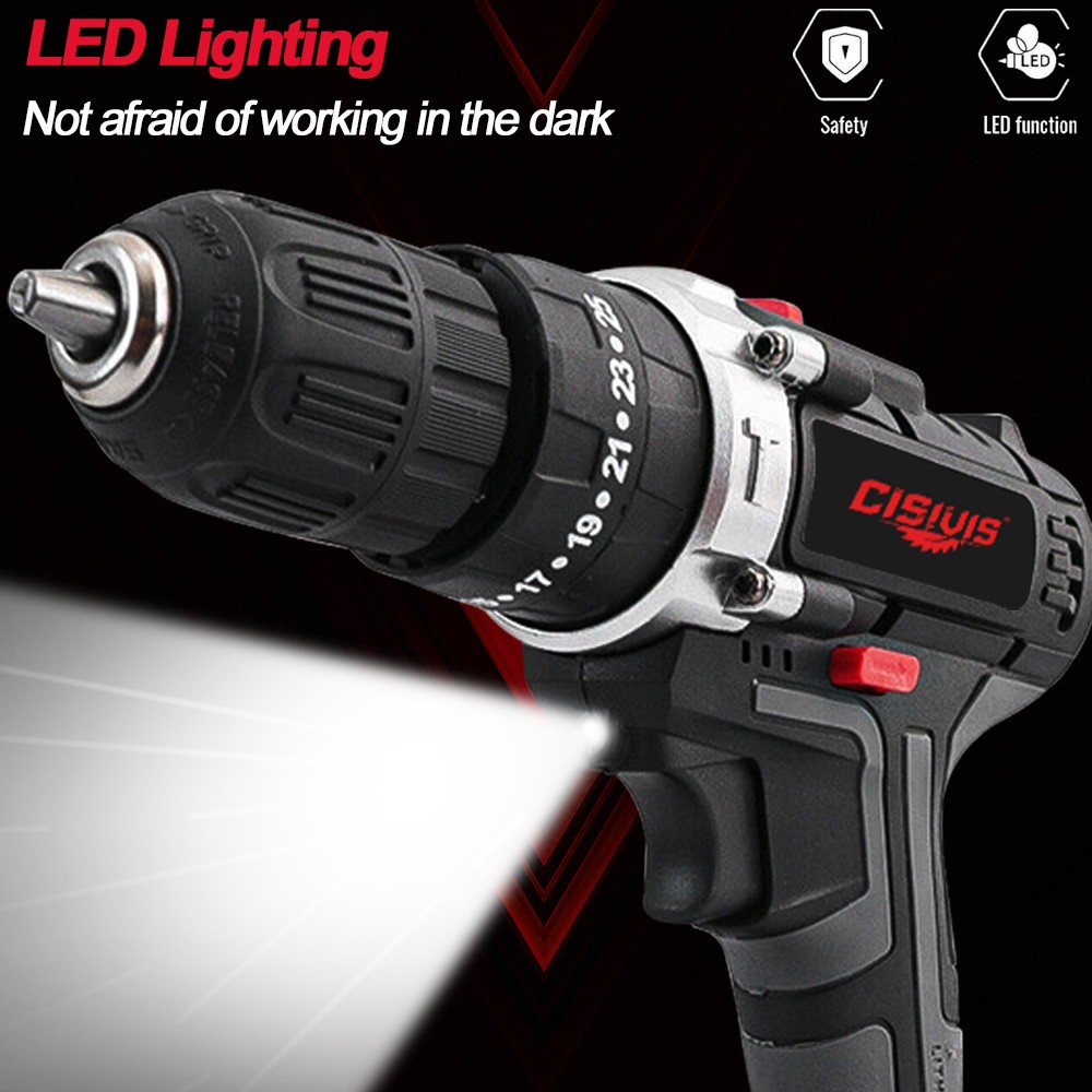 24V Cordless Impact Driver Hammer Drill Combo Kit with 2 Battery & Charger.