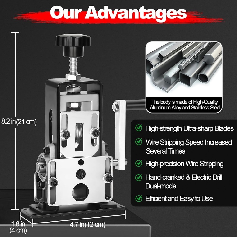 Durable 0.06"-1" Wire Stripper Machine - Perfect for Scrap Copper Projects