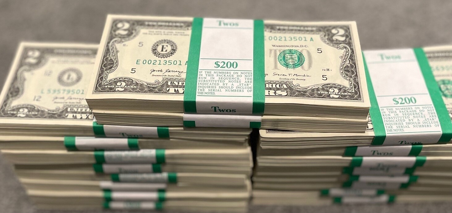 LOT OF (25) U.S. $2 TWO DOLLAR BILLS UNCIRCULATED BANK NOTE CURRENCY ITEM #541.