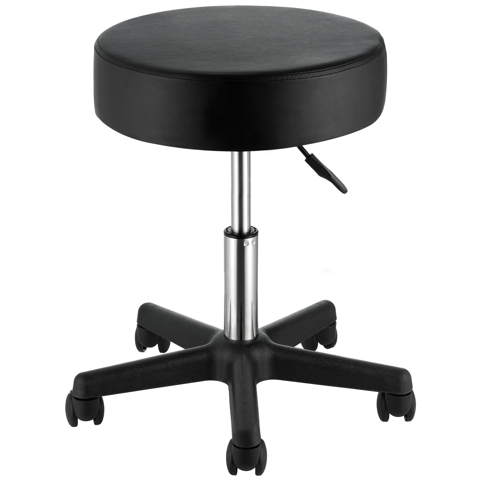 Uimoso Round Rolling Stool Swivel Stool with Wheels PU Leather Height Adjustable