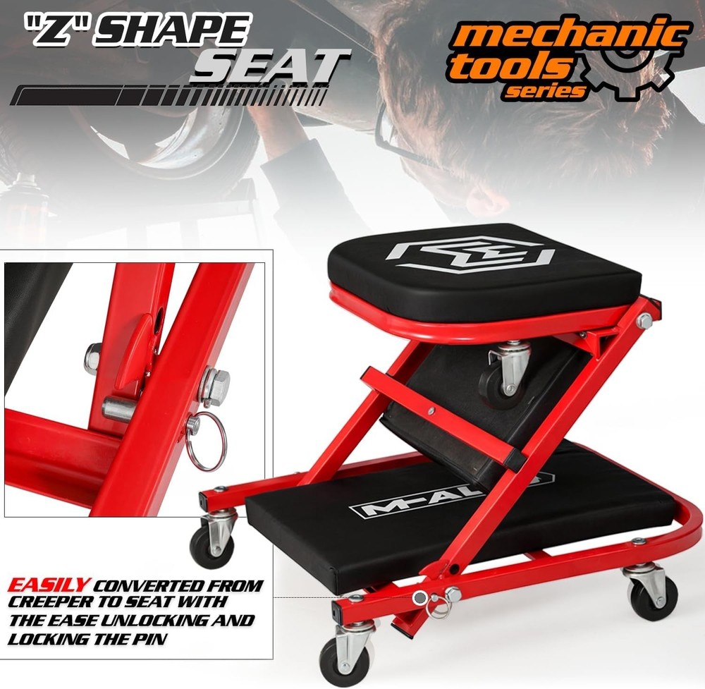 Adjustable Roller Garage Chair, 40-Inch