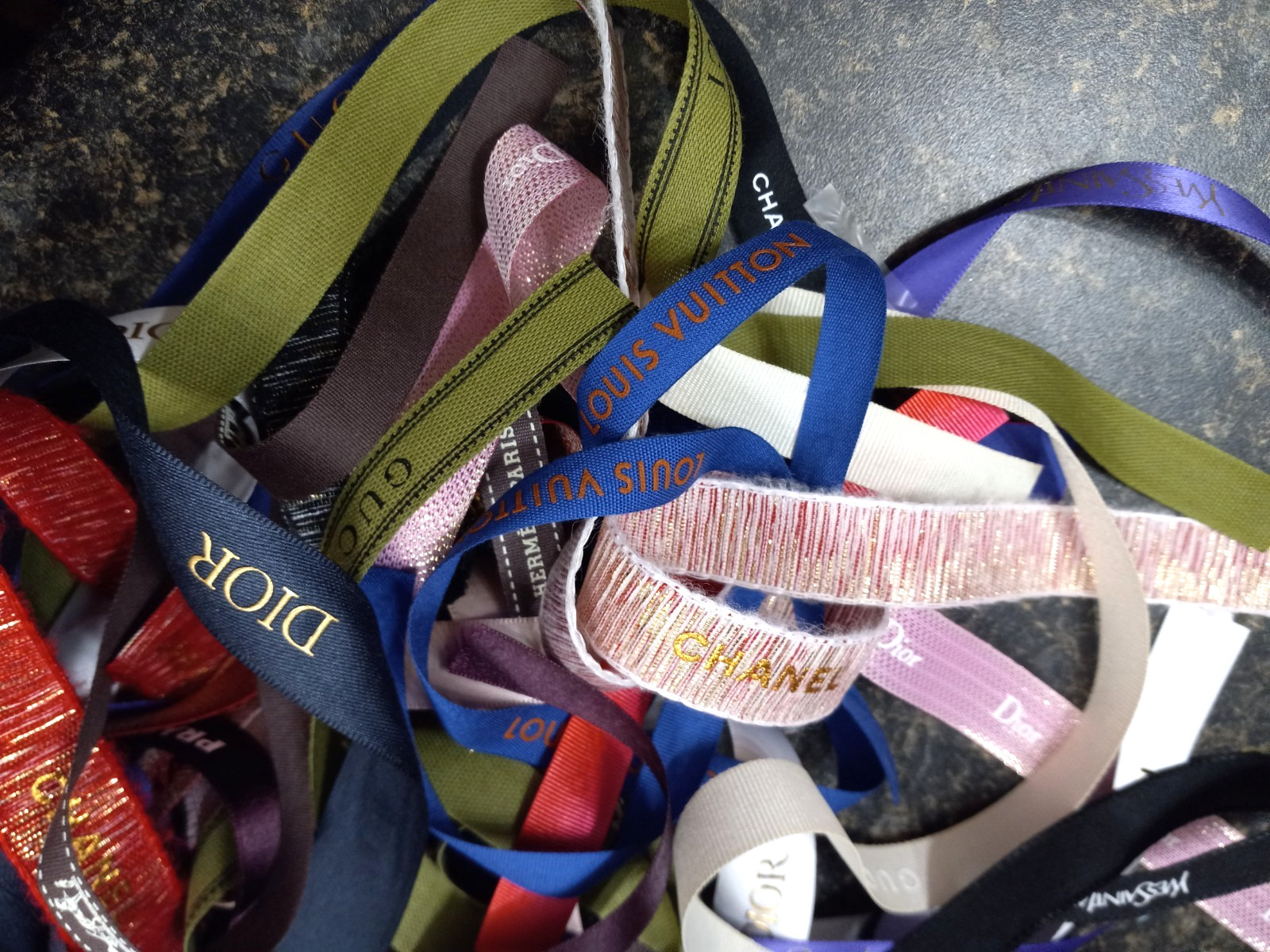 5 YARDS Designer Ribbon "SCRAPS" , DIOR, CHANEL, YSL, GUCCi, PRADA, HERMES, LV