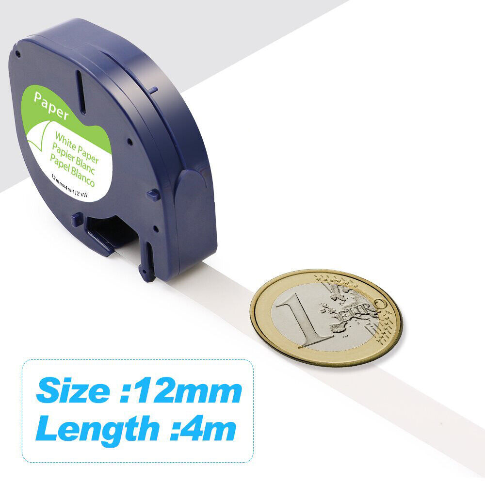 10PK Dymo Letratag Refill 91330 White Paper 12mm Label Tape 1/2 for Dymo LT-100H