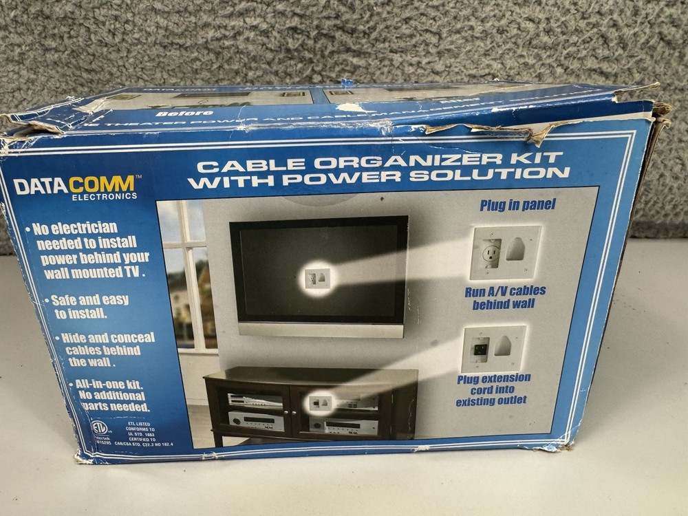 DataComm Cable Organizer Kit With Power Solution  (50-3323-WH-KIT) New