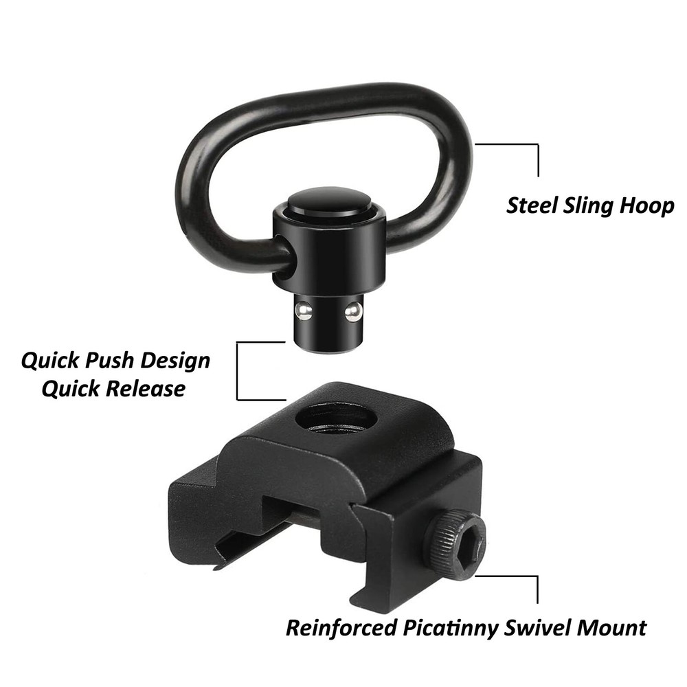 4PC Push Button QD Quick Release Sling Swivel Mount Set for Picatinny Rail