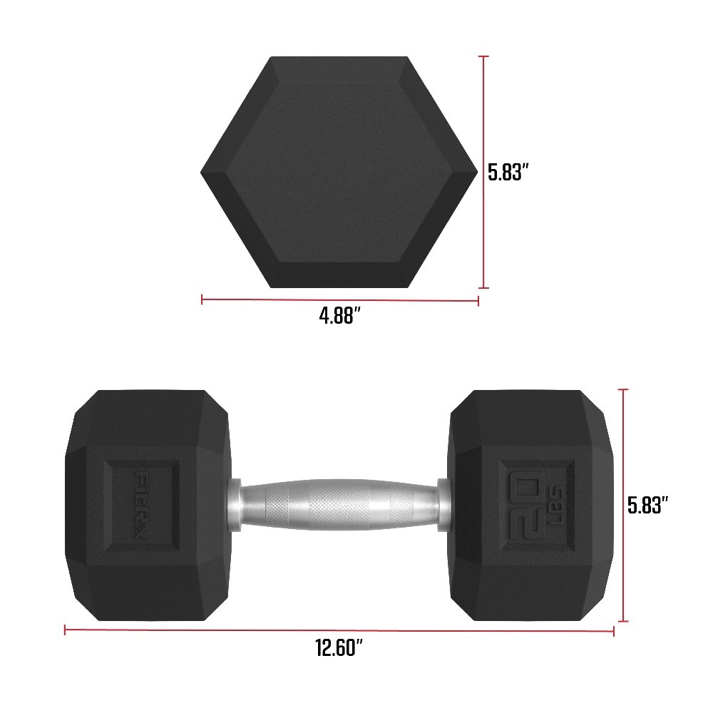 20lbs Rubber Hex Dumbbell Set – Solid Steel Handles, Durable Rubber Coating,Pair