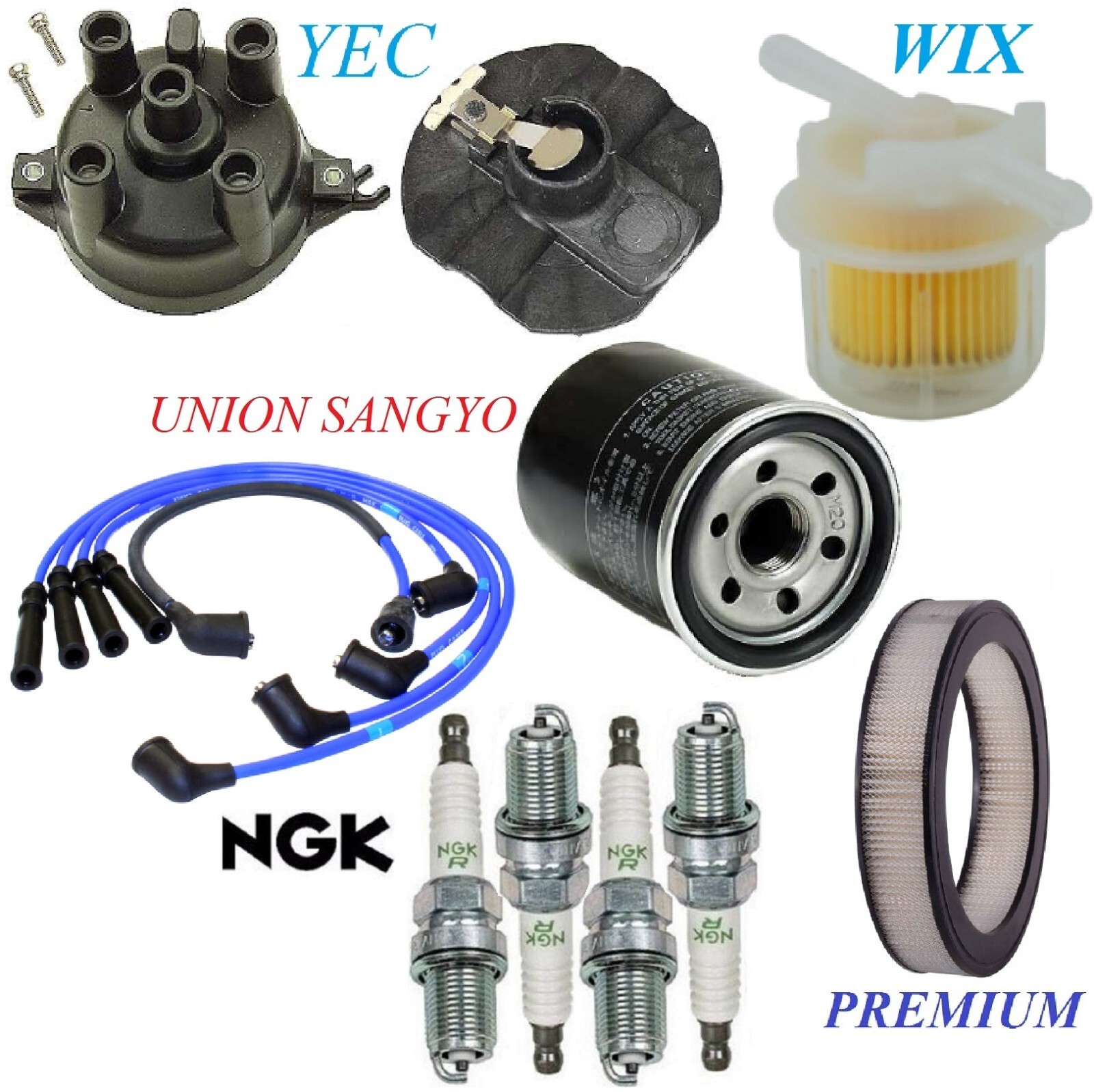 Tune Up Kit Filters Cap Wire Spark Plugs For MAZDA B2200 L4 2.2L; CARB 1987-1993