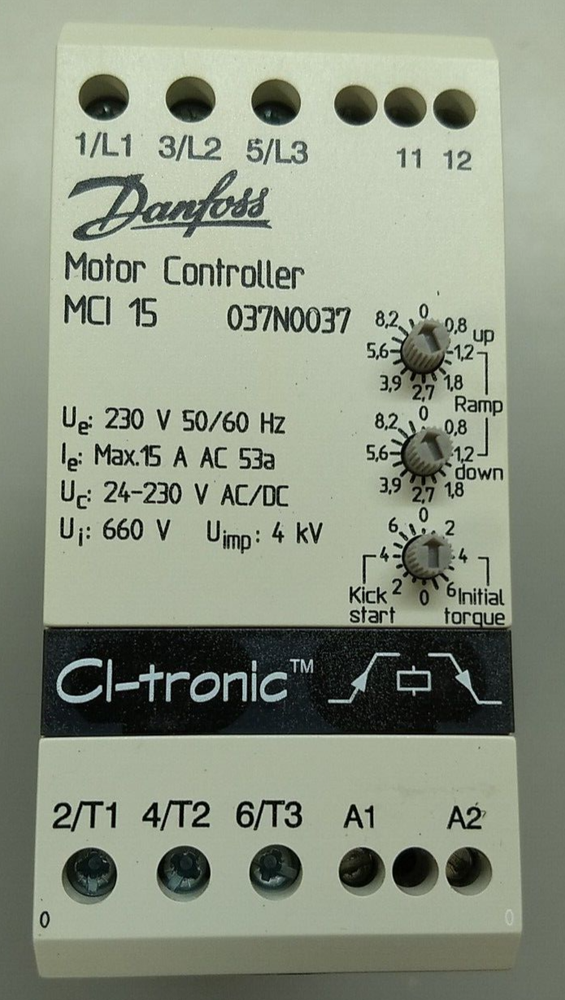 DANFOSS 037N0037 SOFT STARTER MOTOR CONTROLLER MCI 15 (B312)