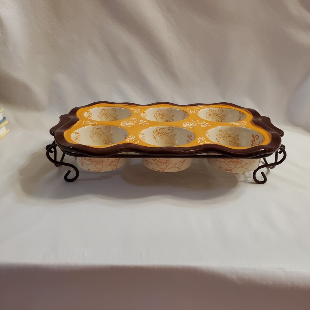 Temptations Bakeware & Rack 6 Muffin Pan ½ Cup Each Orange & Brown