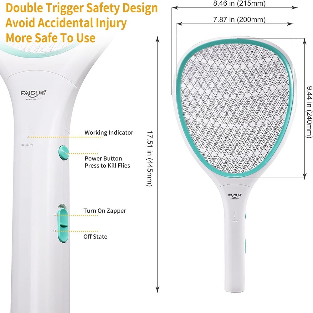 Handheld Bug Zapper Racket Electric Fly Swatter
