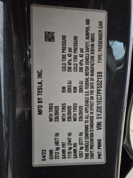 TESLA 3 2023 Passenger Side B-Pillar Camera/Projector 577837
