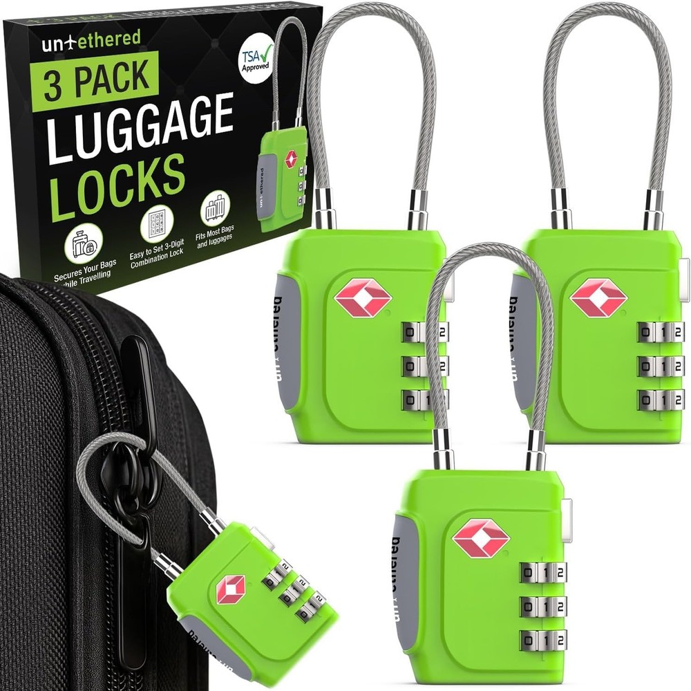 TSA Approved 3-Digit Combination Locks – 3-Pack for Ultimate Luggage Security