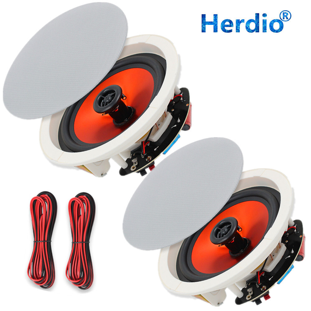 Herdio 6.5" 2-Way Passive Wired Flush Mount In-Ceiling Speakers for Kitchen
