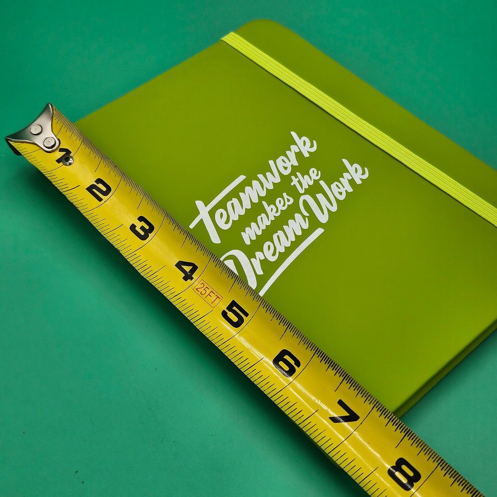 Teamwork Makes The Dream Work Lined Blank Notebook Journal Lime Green Matte NEW