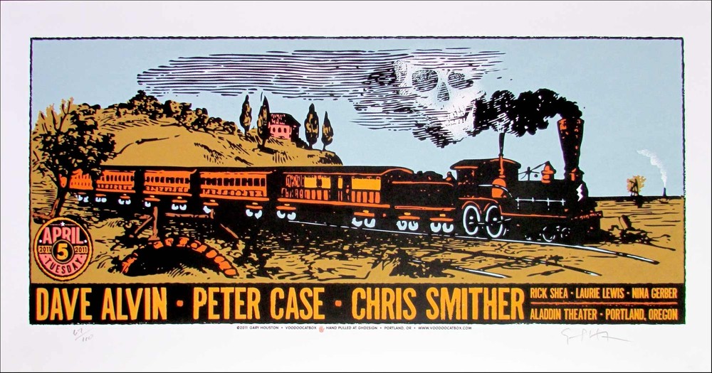Dave Alvin Peter Case Poster Portland 2008 Hand-Signed Silkscreen Gary Houston