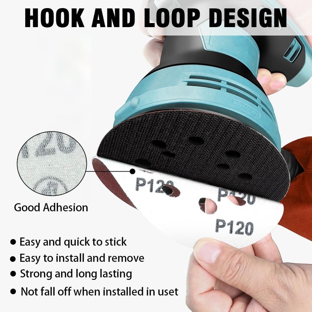 5" Sanding Discs 52 Pack 8 Hole Hook Loop Mixed Grit 60 80 120 320