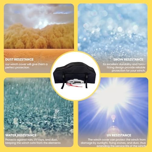 BLIRITEL Waterproof Winch Cover, Heavy Duty UV-resistant Winch Protective Black