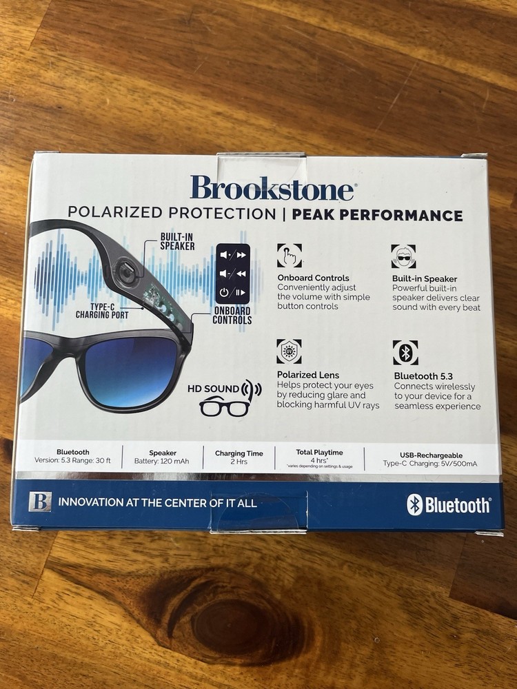 Brookstone Wireless Audio Sunglasses Bluetooth Stereo Speakers Polarized