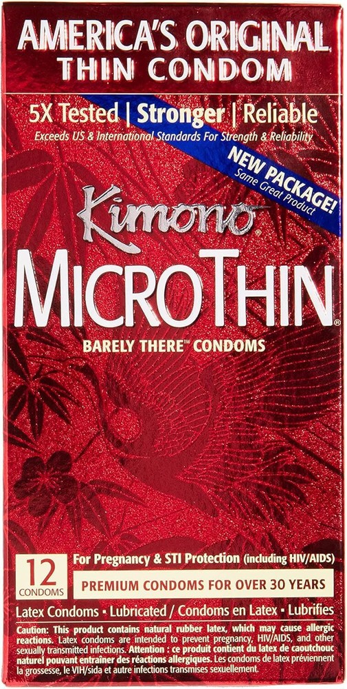 Kimono MicroThin Condom 12 Pack Enhanced Sensitivity Ultra Thin 0.44mm