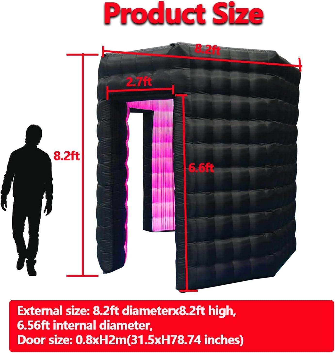 Inflatable Octagonal Photo Booth Enclosure 2 Doors W/LED Light & Blower for Bars