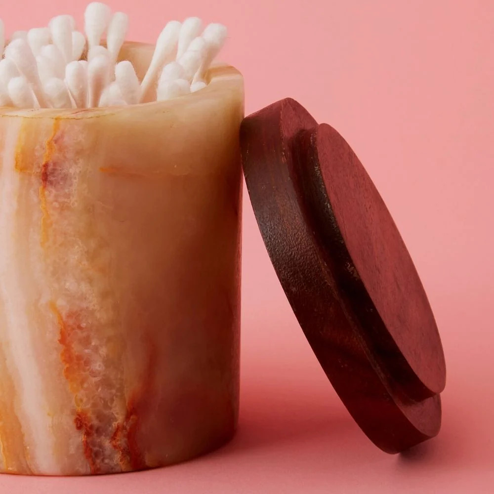 Short Natural Onyx Stone Canister