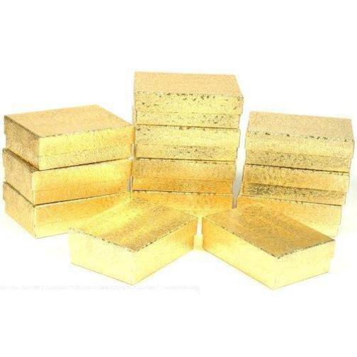 12 Pocket Watch Jewelry Cotton Boxes Display Gold