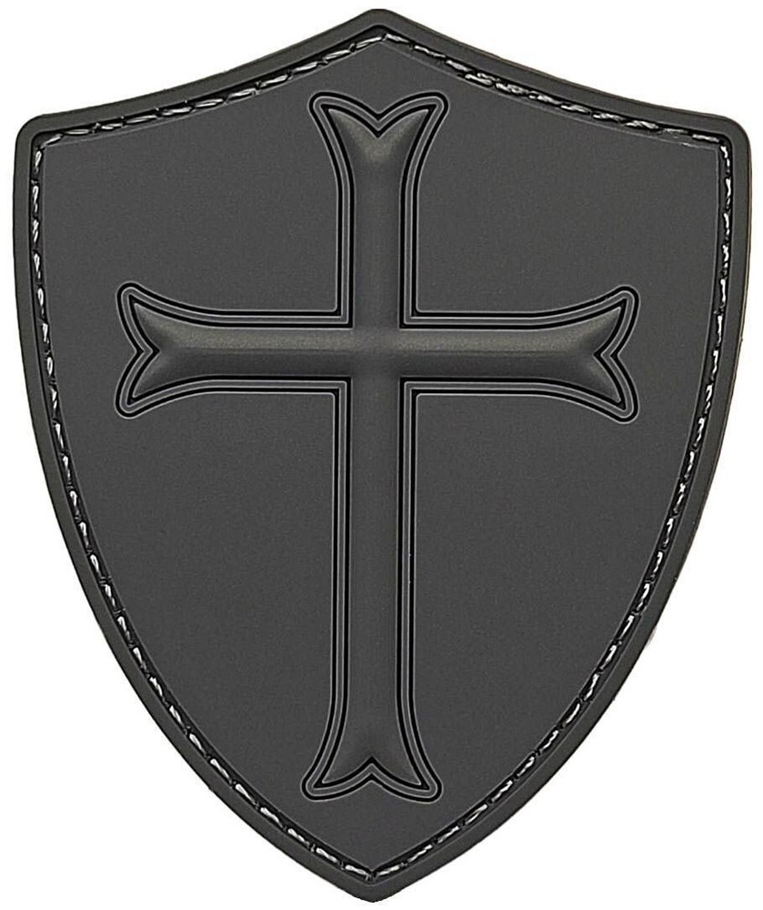 Knights Templar Cross Shield Devgru Crusader PVC RUBBER PATCH -2PC HOOK 3"X2.5"
