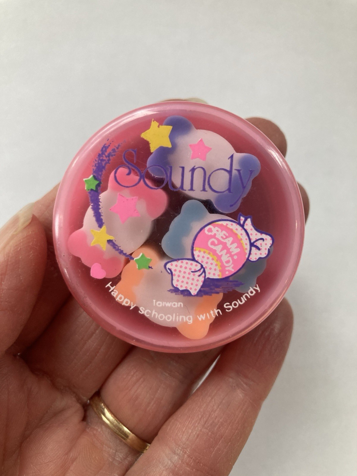 Vintage Soundy Cream Candy Erasers Made in Taiwan Happy Schooling with Soundy
