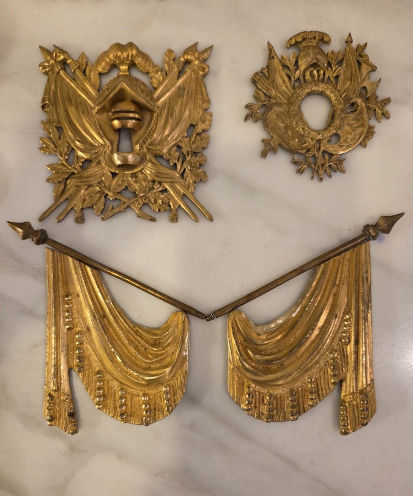 Antique Bronze Neoclassical Pediments