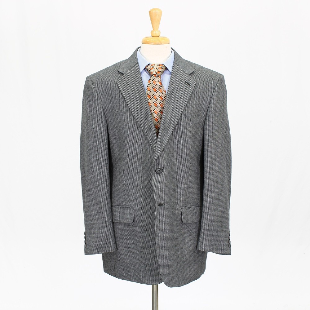 Statements 44R Gray Solid Polyester Two Button Sport Coat Blazer Jacket