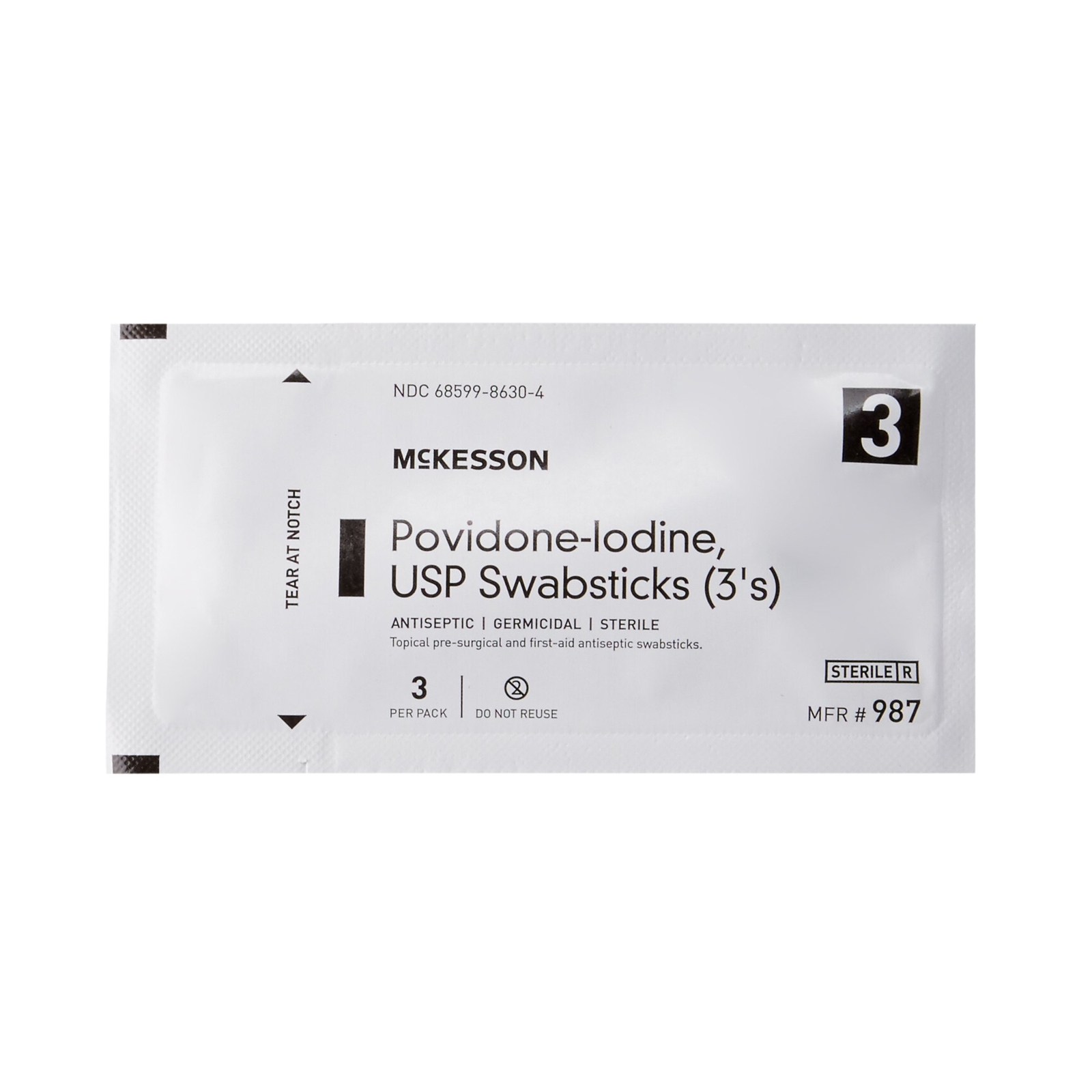 McKesson 987 Impregnated Povidone-Iodine Swabsticks Sterile 987 75 Ct