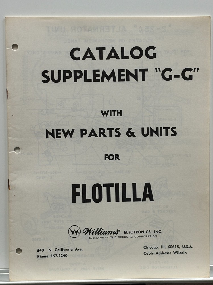ORIGINAL-WILLIAMS ELECTRONICS-FLOTILLA-SCHEMATICS-CATALOG SUPPLEMENT