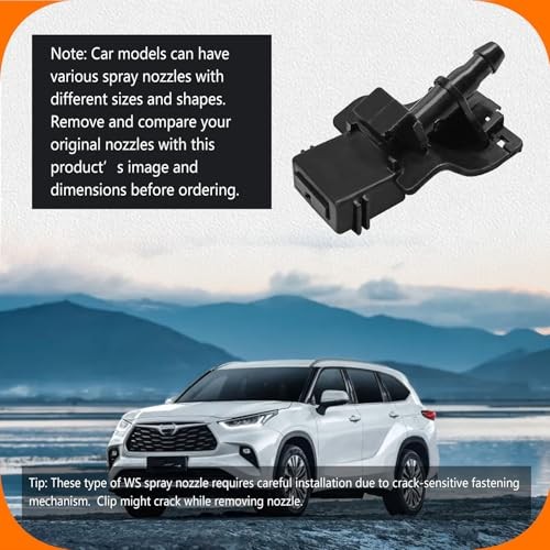 2PCS Front Windshield Washer Nozzles Kit compatible with Toy0ta 2007-2023