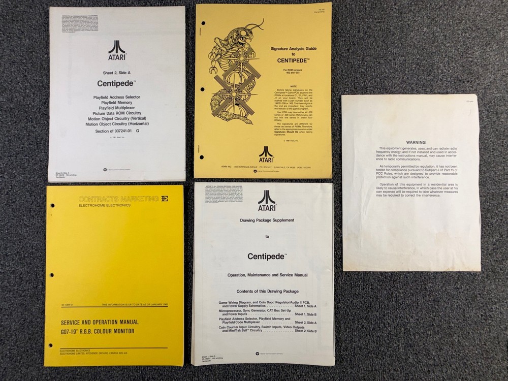 ATARI Centipede Arcade Manuals Signature Analysis Guide Schematics ORIGINAL