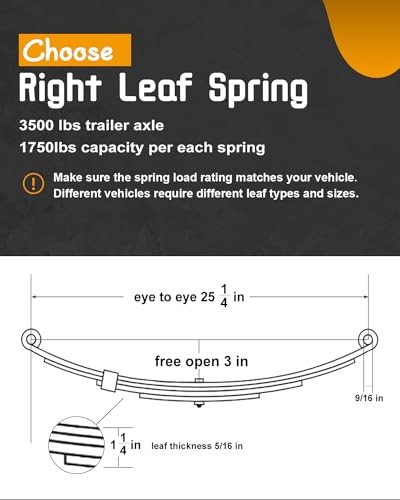 Trailer Leaf Spring Kit 3500lb Single Trailer Axle 4 Leaf Spring Kit with U