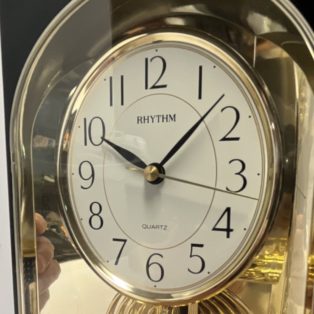 Rhythm Quartz Mantel Clock Pendulum Analog Contemporary Rectangular