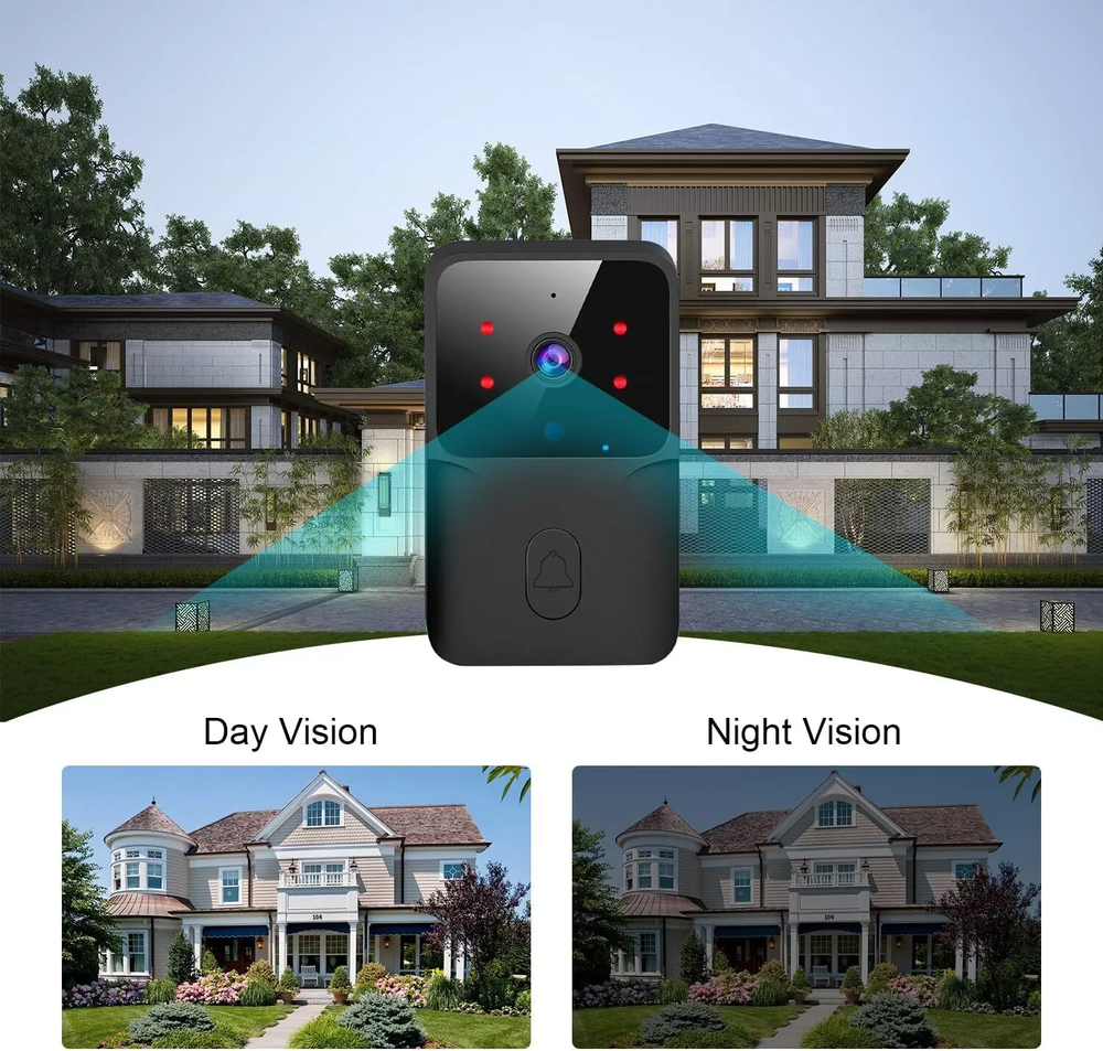 Smart Wireless WiFi Doorbell Intercom Video Camera Door Ring Bell Chime Security