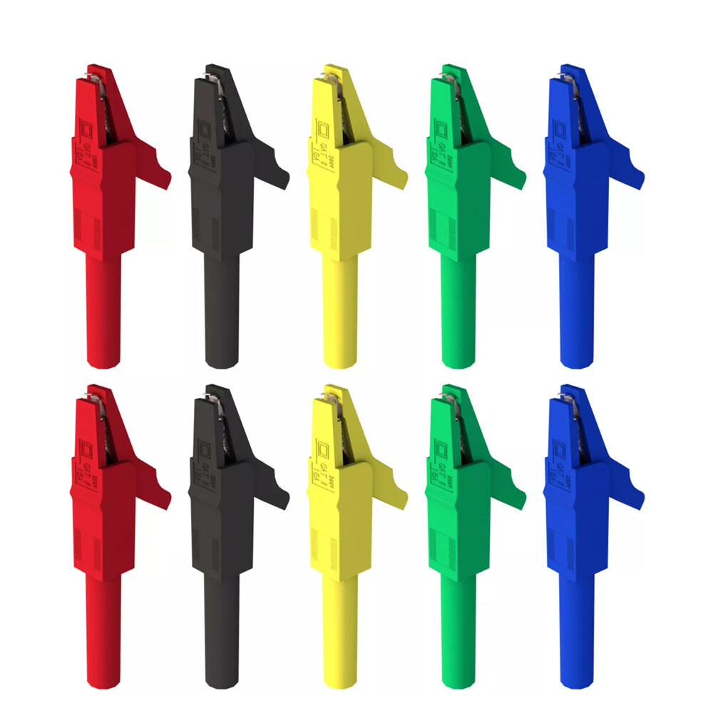 10PC 4mm Stackable Banana Plug to Test Hook Clip Test Leads & Alligator Clips