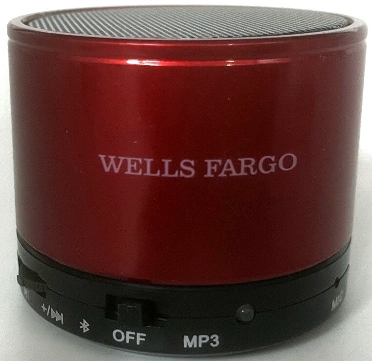 Wells Fargo Bank Red Mini Bluetooth & MP3 Speaker Microphone Input