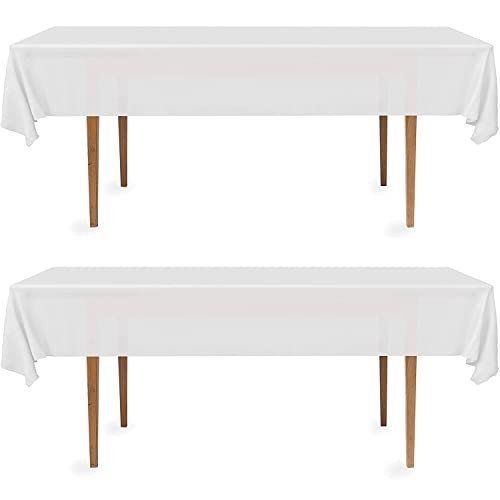 2 Rectangular Tablecloths, BPA-Free Plastic, 54 x 108 Inch, 2 Pack White