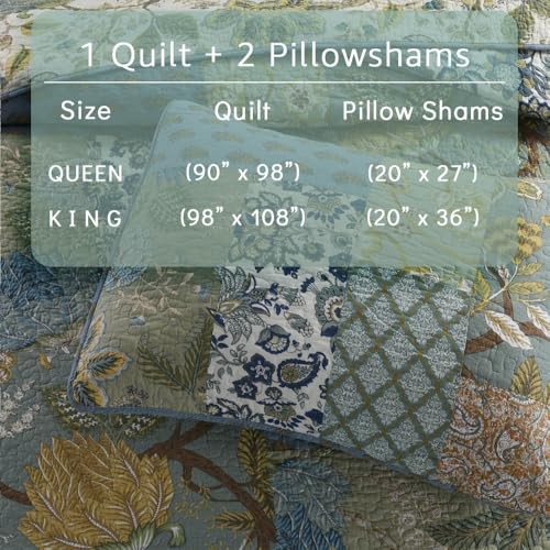 Cotton Bedspread Quilt Bedding Sets 3 Pieces King Rustic Sage Patchwork