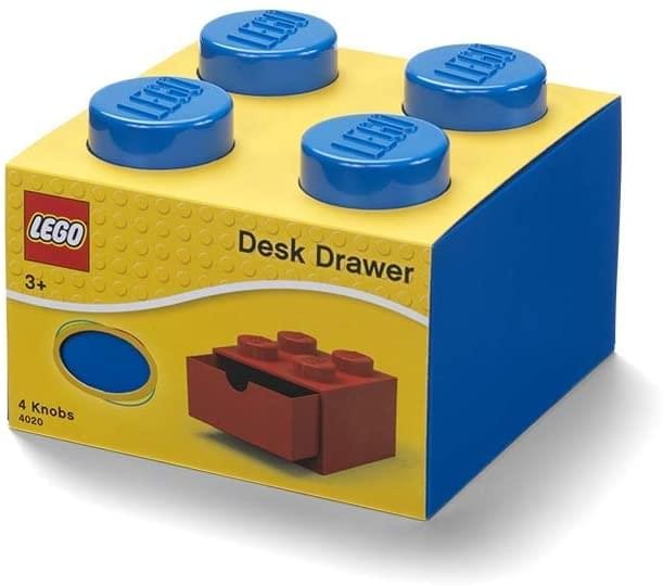 LEGO Desk Drawer 4 Knobs Stackable Storage Box | Blue