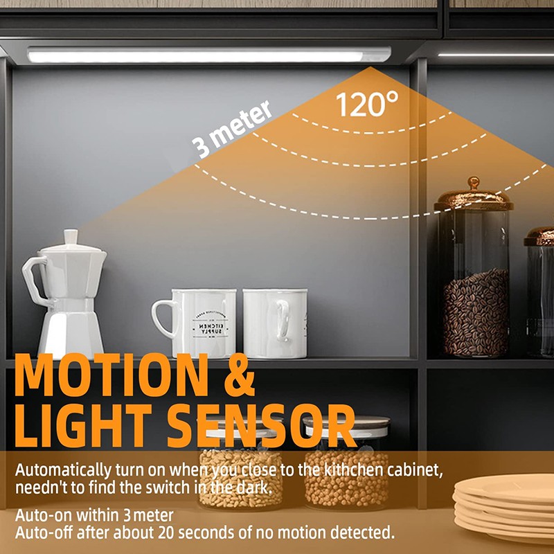 20CM LED Motion Sensor Under Cabinet Closet Light USB Rechargeable Kitchen Lamp