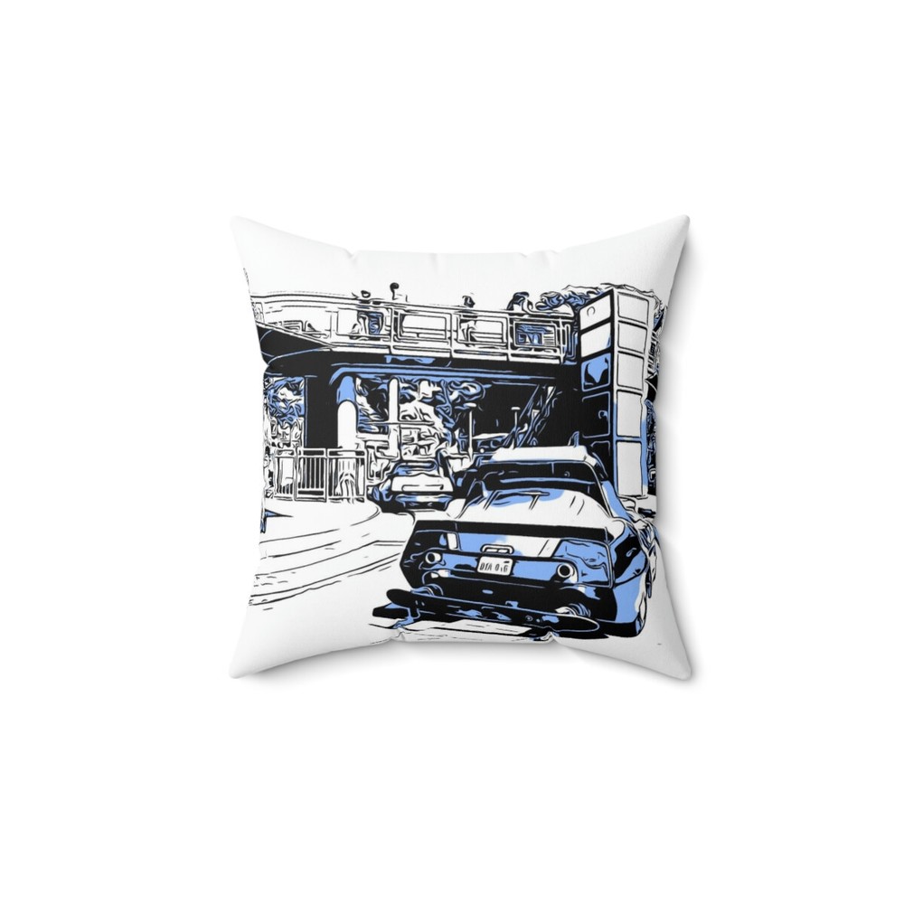 Spun Polyester Square Pillow Disneyland ~Autopia~ Ride