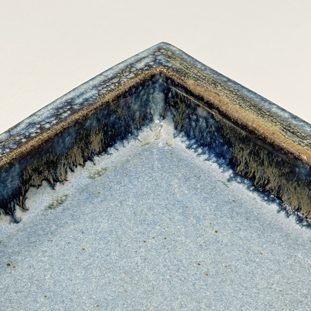 Wallis Studio Art Pottery Rectangular Shallow Casserole Blue Glaze 8”x10”x2”