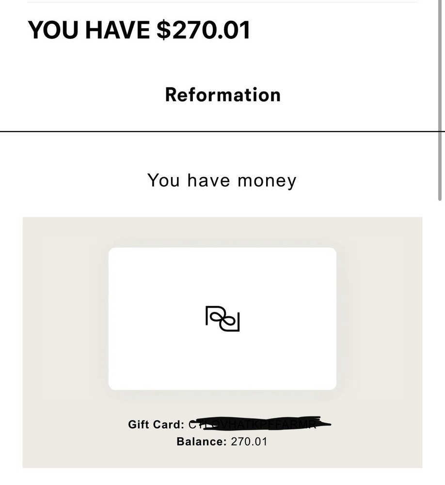 Reformation e-Gift Card $270