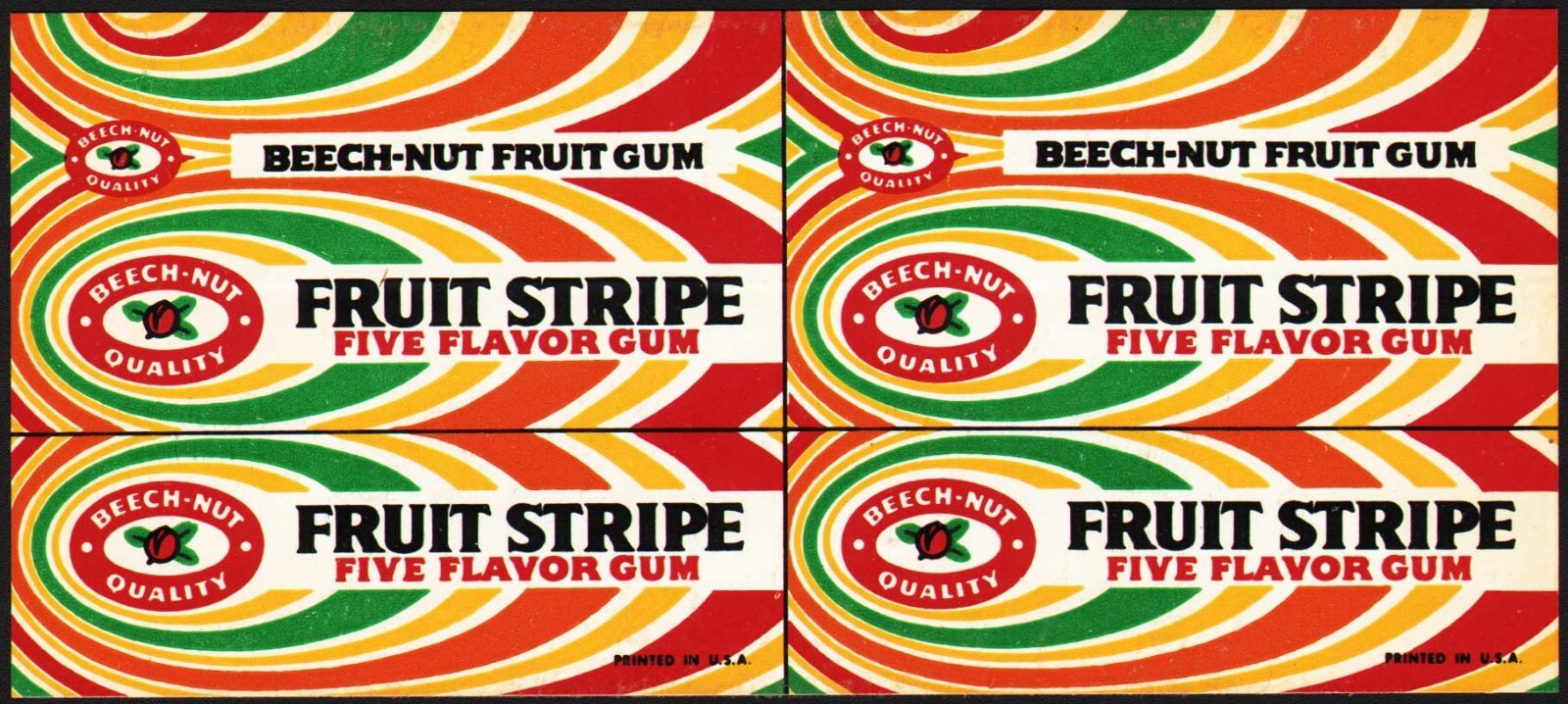 Vintage decal BEECH NUT Fruit Stripe Gum for countertop display unused n-mint