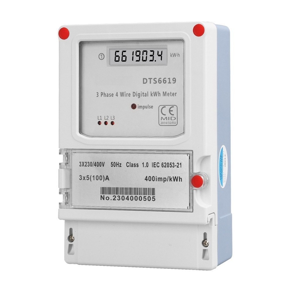Three Phase Energy Meter Digital Wall Mount LCD Display 3x230400V 100A
