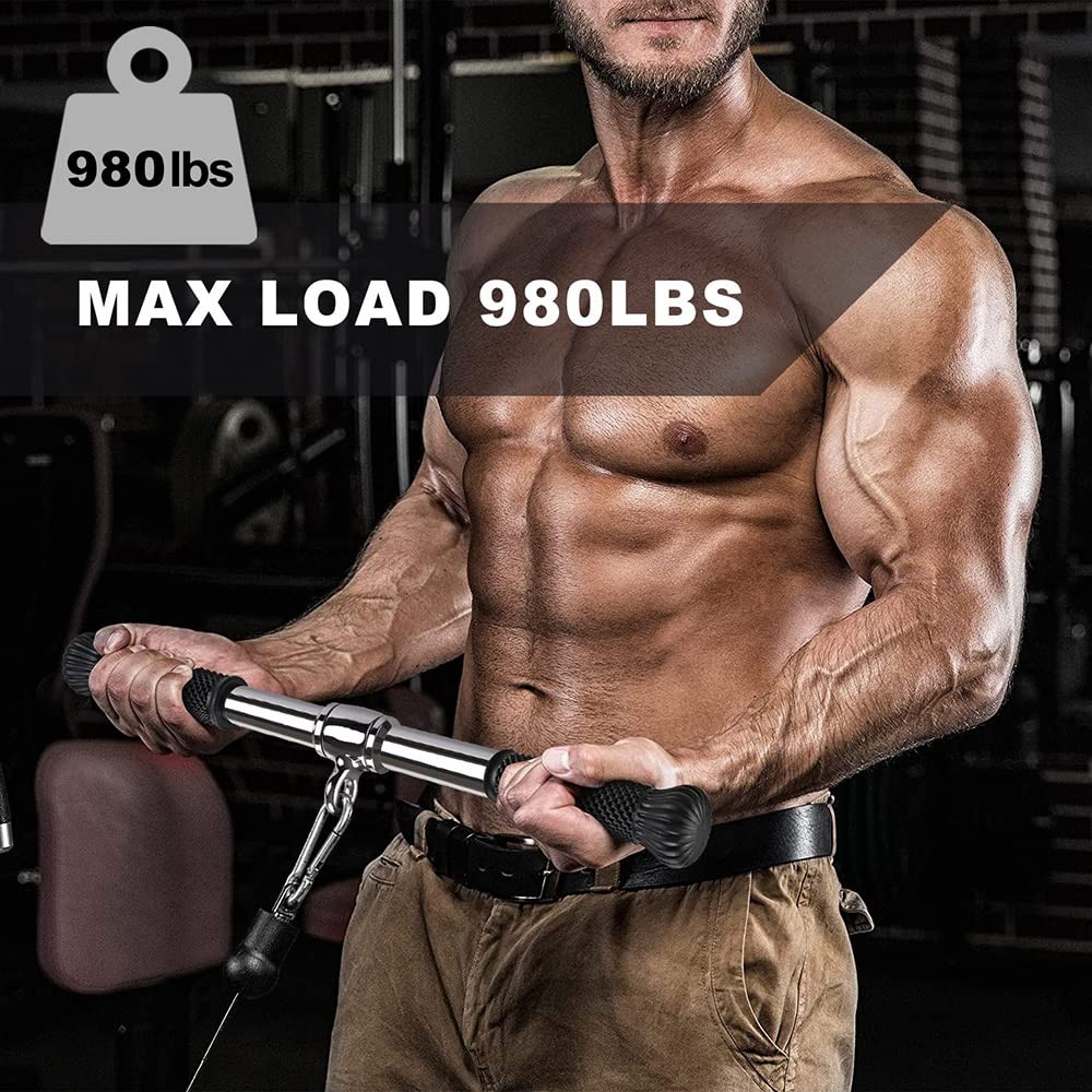 LAT Pull Down Cable Bar Machine Attachments for Gym, Rotating Straight Bar with