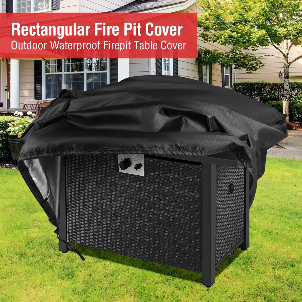 Fire Pit Cover Rectangular 40 Inch - Waterproof Outdoor Fire Table Cover Rect...